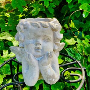 Cement Angel Planter; Small Cement Planter; Outdoor Table Centerpiece