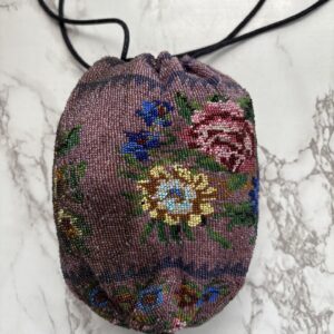 Antique Early 1900's Floral Beaded Reticule, Formalwear, Evening Handbag, Wedding accessories, Collectibles